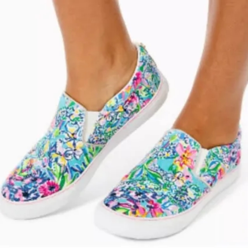 Lilly Pulitzer Julie Sneaker Amalfi Blue Alligator Isle Size 9.5M